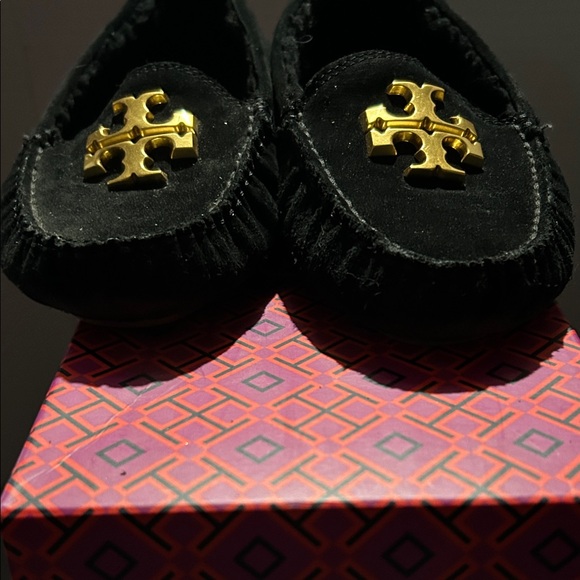 Tory Burch Lowell Driver 2 Loafers/Moccasins, Black Suede, Shearling Size 8.5 - Picture 7 of 8